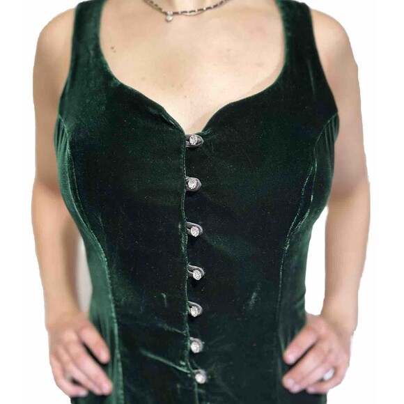 Emerald Green Strappy Front Diamond Buttons Bodycon Dress CDC Evening Size 6 - Picture 4 of 16